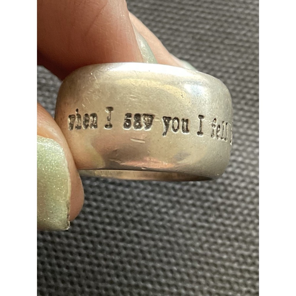 Signed 925 Sterling Silver Ring Size 7 Engraved When I Saw You I Fell In Love - Picture 6 of 8